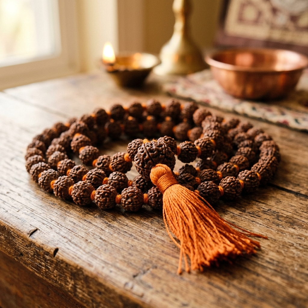 Japamala 108 Contas Sementes de Rudraksha